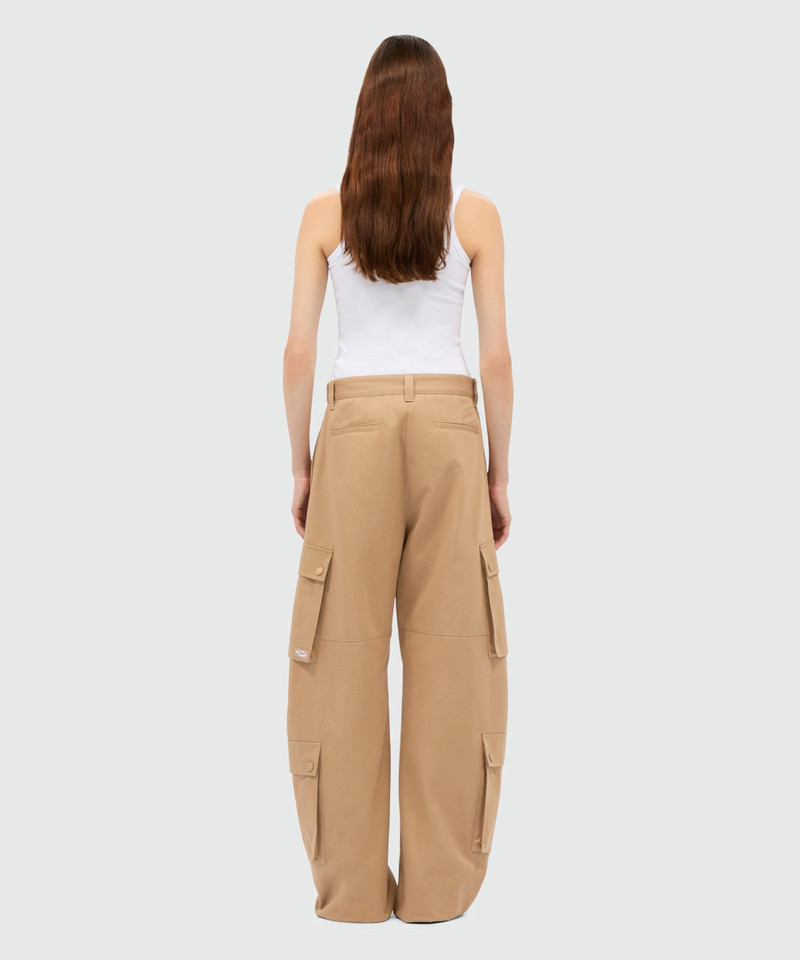 Beige cotton drill cargo trousers 3