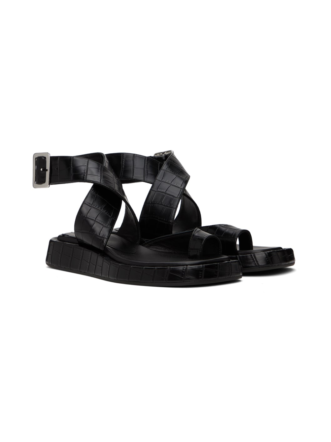 Black Roxanne Croc Sandals - 4