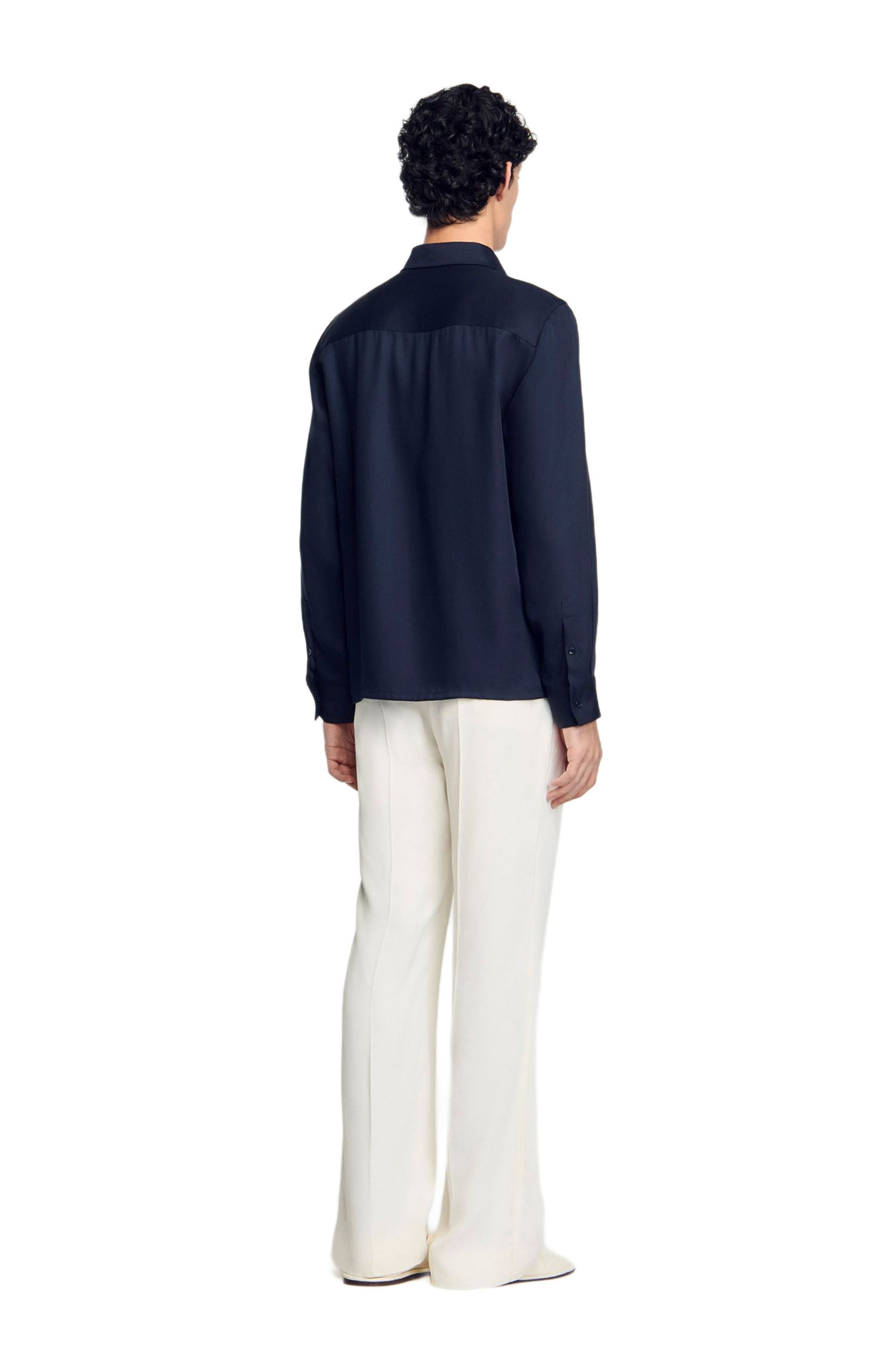 SANDRO Zip-up shirt in Midnight Blue at Nordstrom - 2
