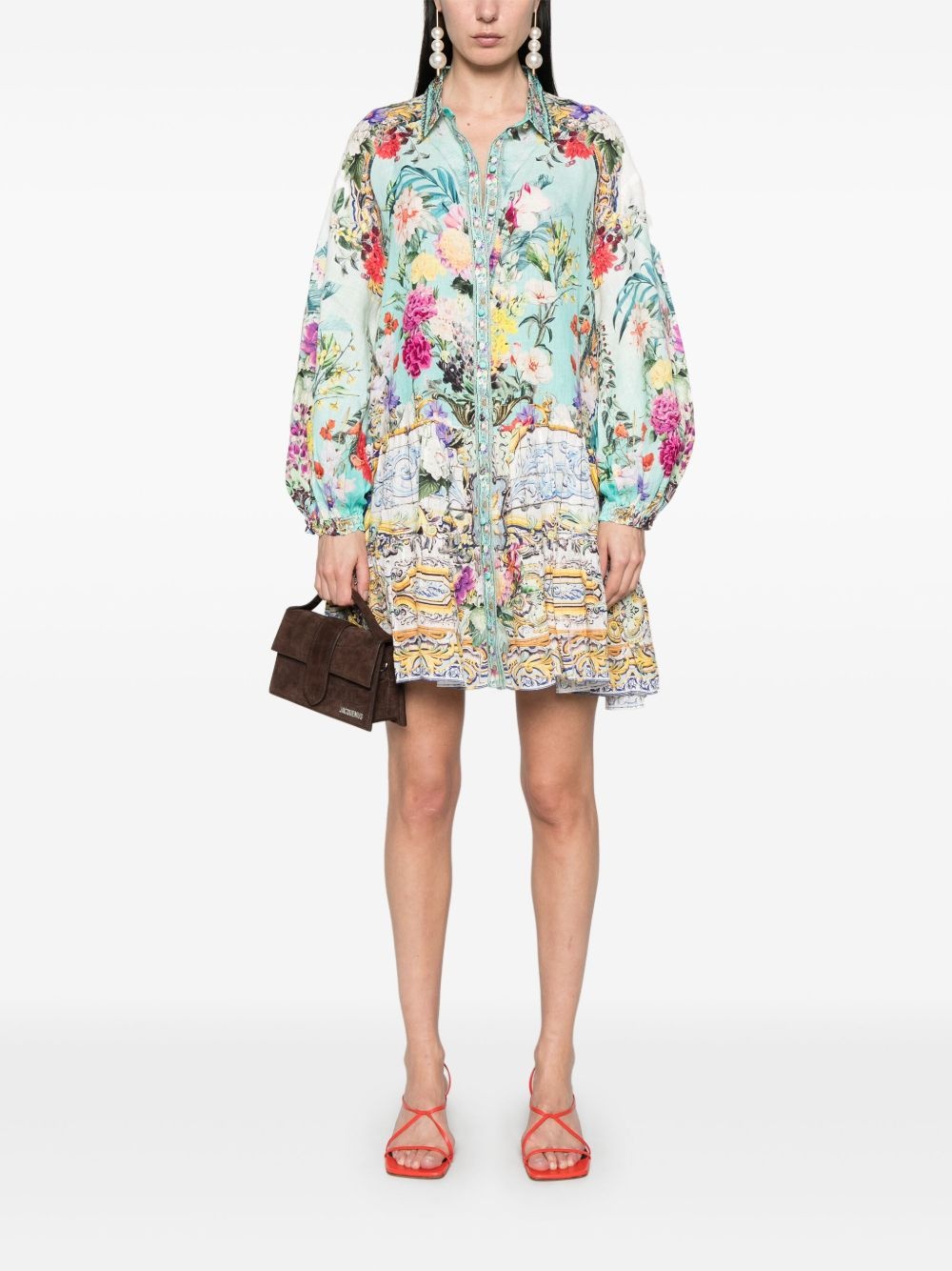 tiered long-sleeve mini dress - 2