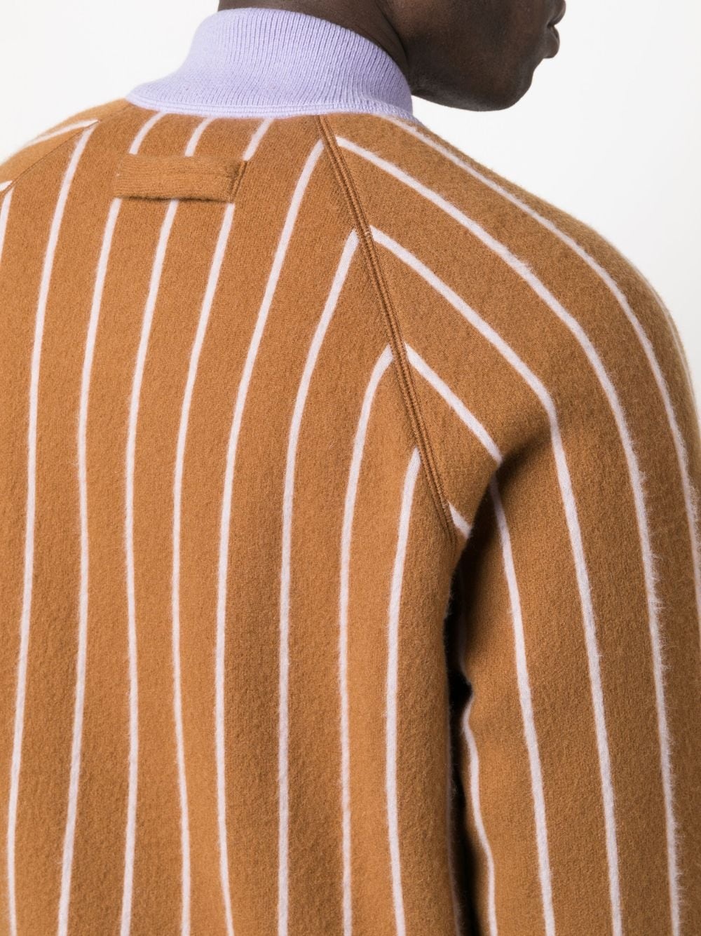 stripe-pattern cashmere jacket - 5