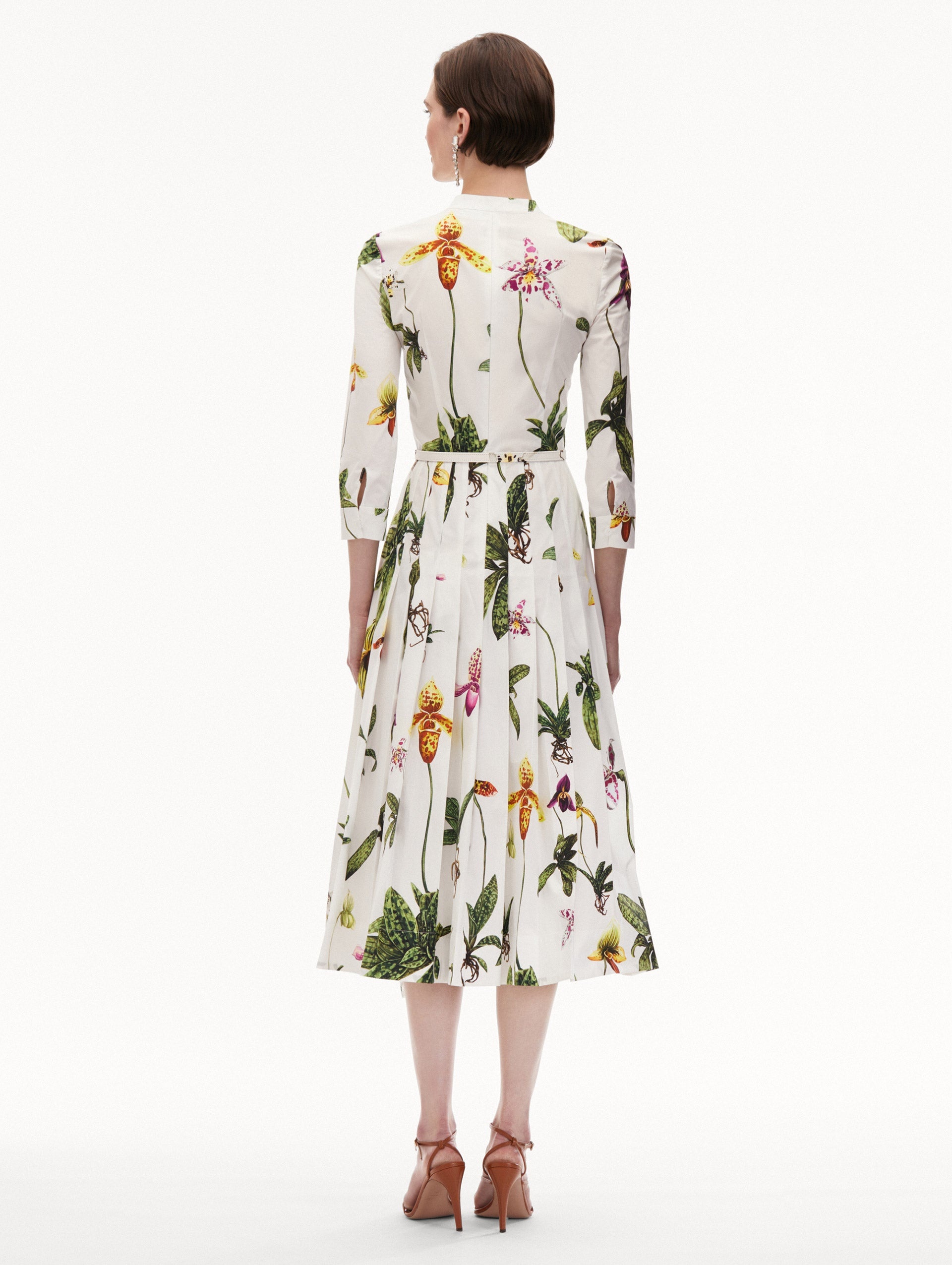 ORCHID COTTON POPLIN 3/4 SLEEVE DRESS - 3