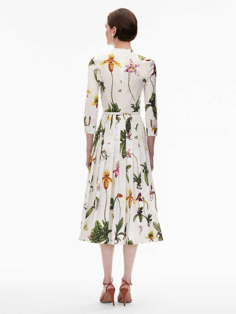 ORCHID COTTON POPLIN 3/4 SLEEVE DRESS 3