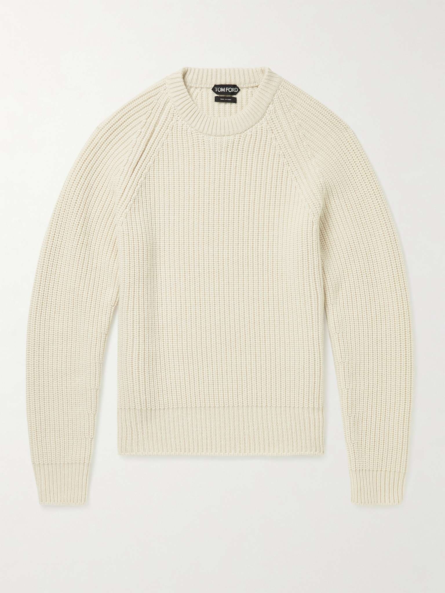 Ribbed Cashmere Mock-Neck Sweater - 1