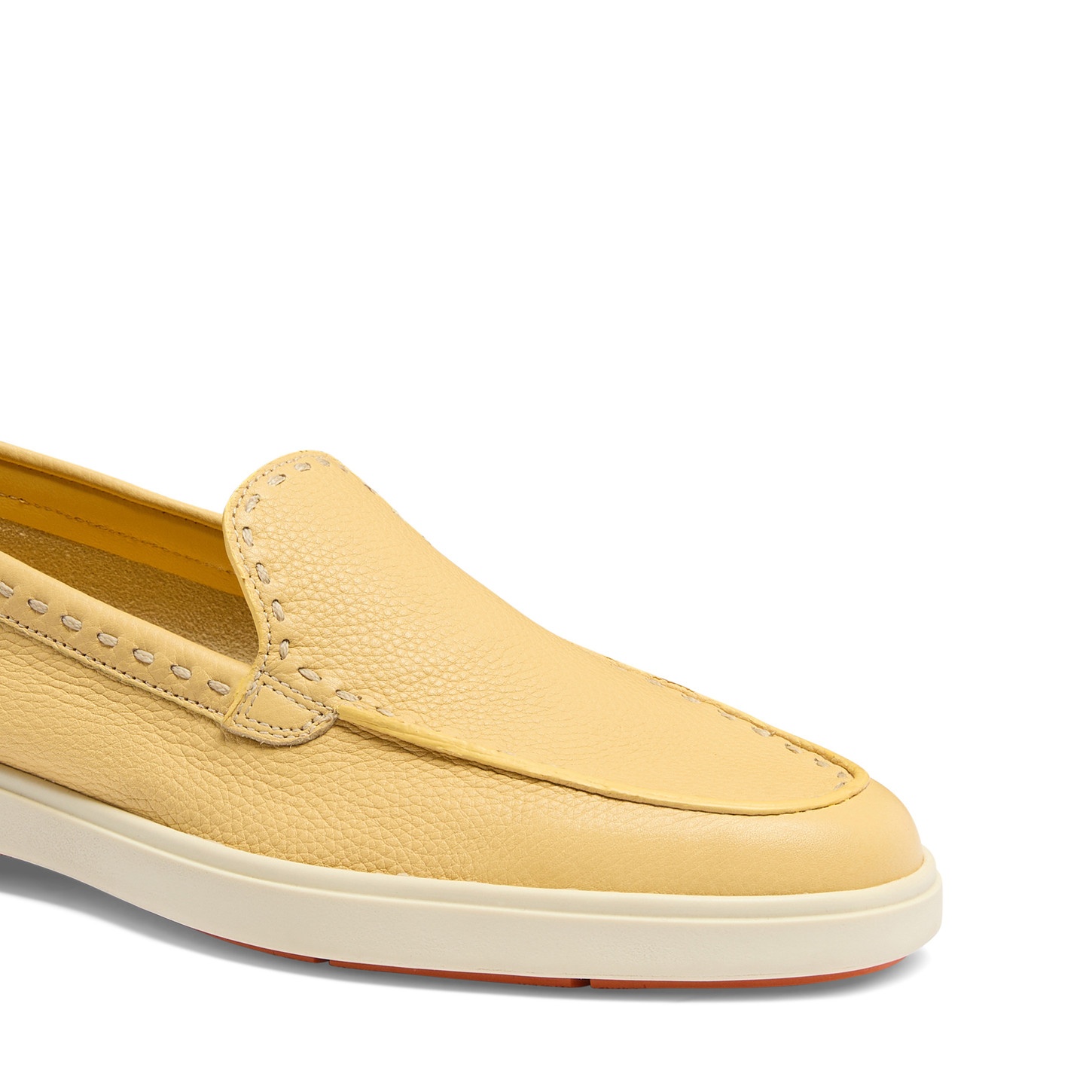 Women's yellow tumbled leather loafer - 6