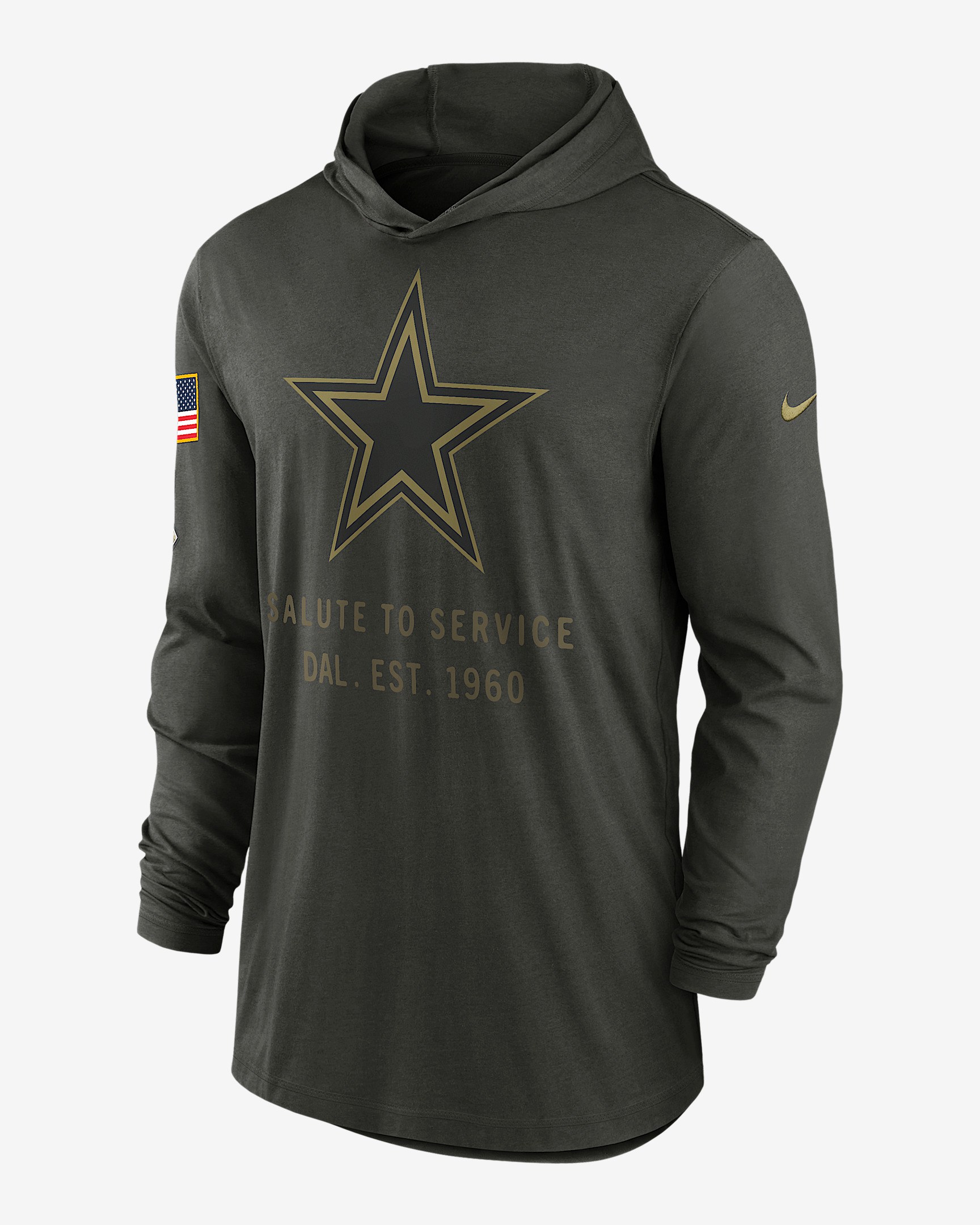 Dallas Cowboys Salute to Service Sideline Men’s Nike Dri-FIT NFL Long-Sleeve Hooded Top - 1