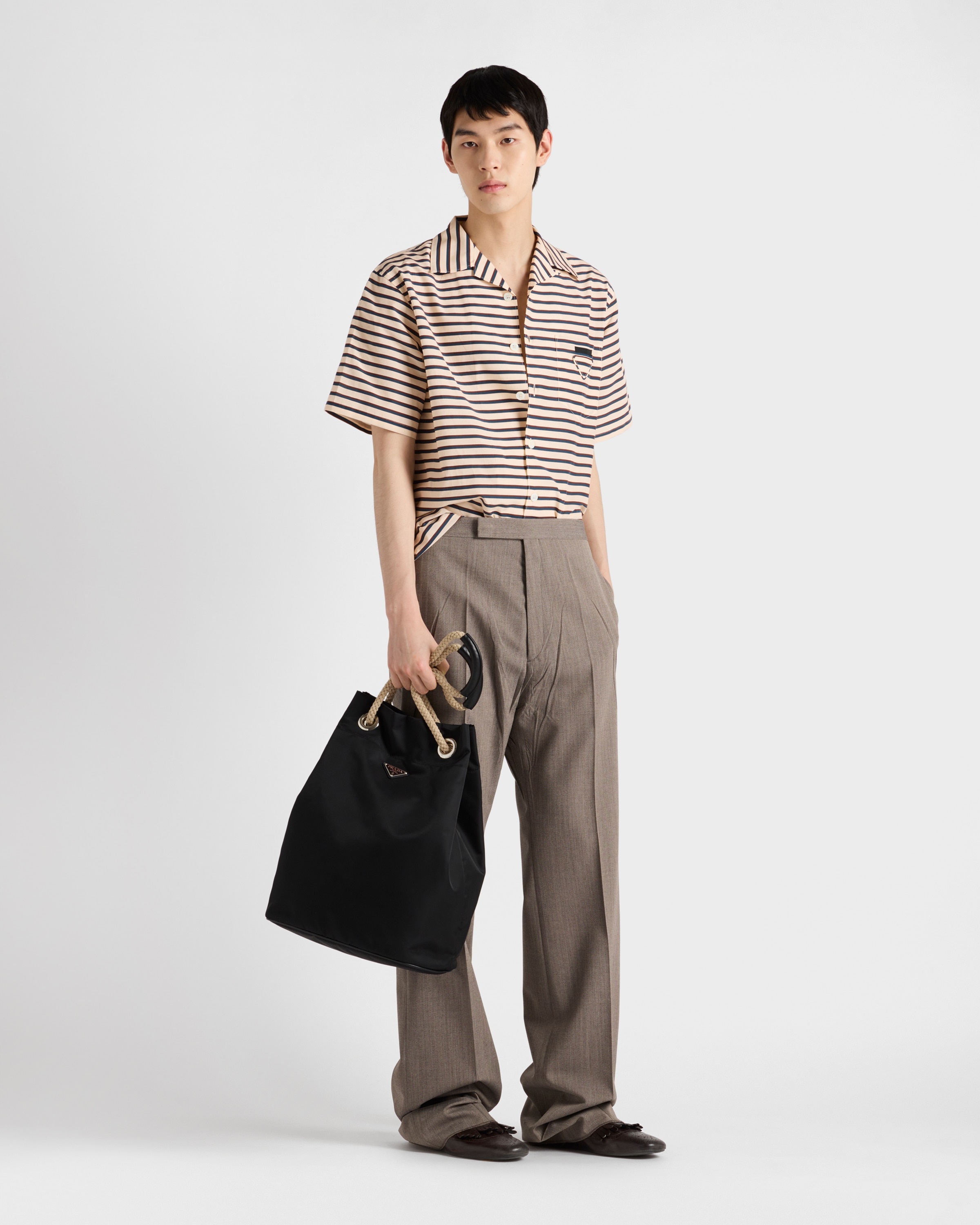 Striped cotton and silk bowling shirt - 2