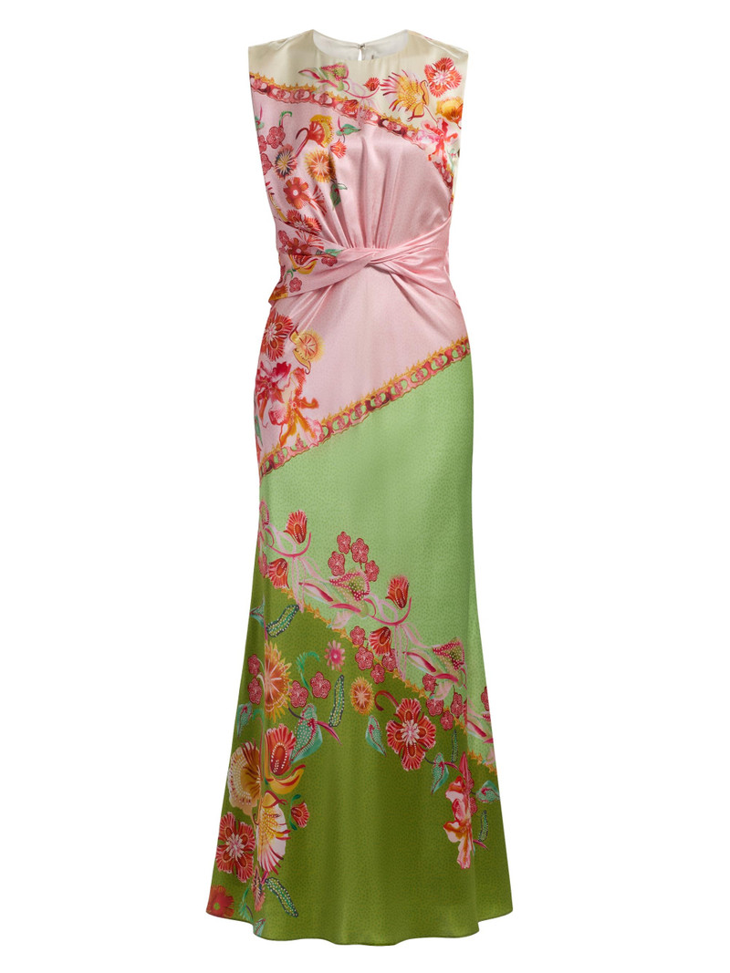 Women's Gwen Printed Satin Maxi Dress - Lilia Trellis Placement 1