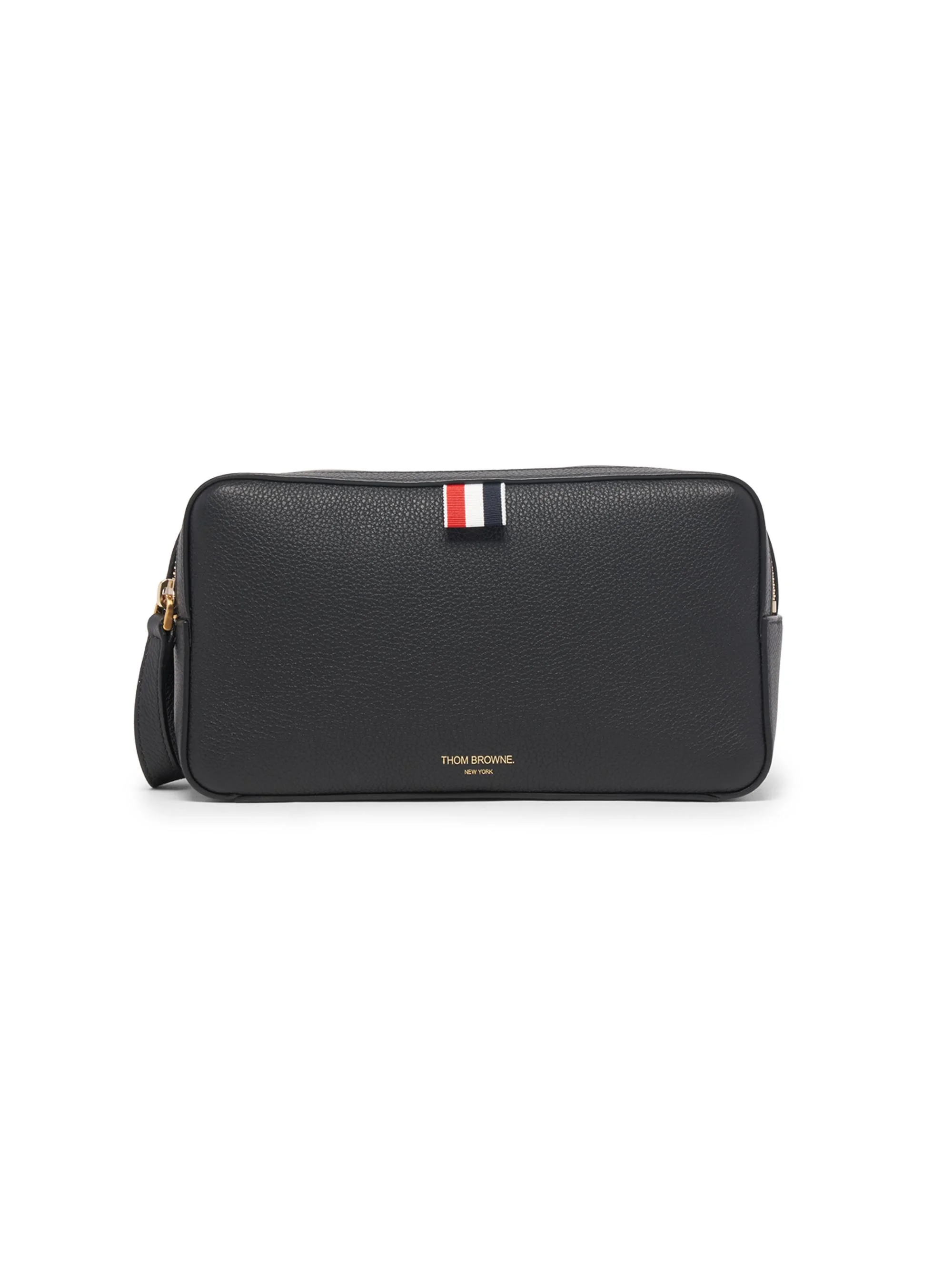 Pebble Grain Leather Cosmetic Bag - Black - 1