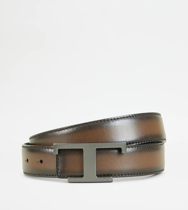REVERSIBLE BELT IN LEATHER - BROWN 1