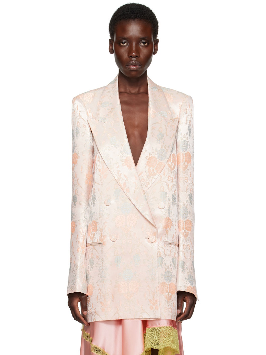 Pink Jacquard Blazer - 1