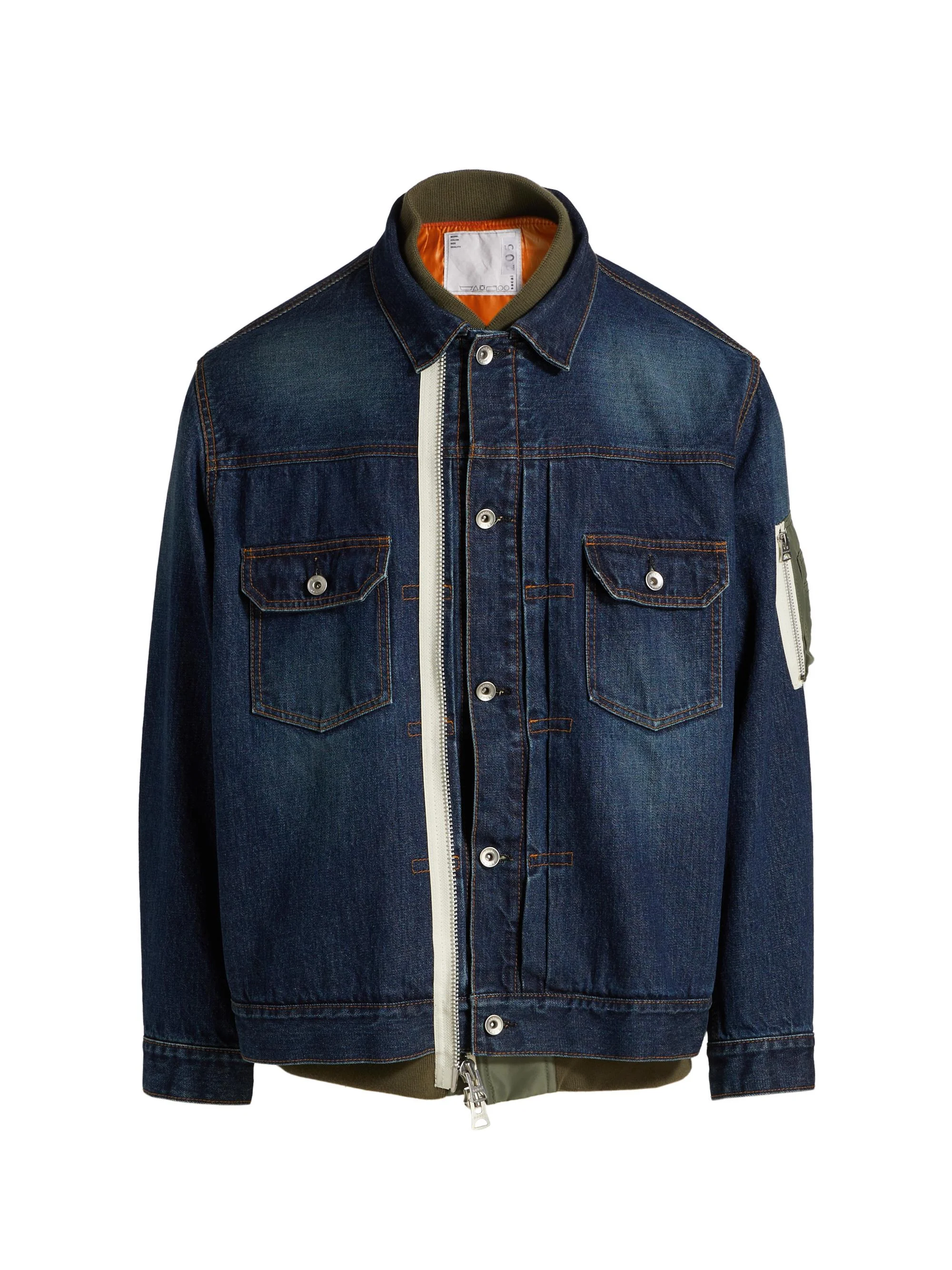 Men's Denim x Nylon Twill Jacket - Blue - 1