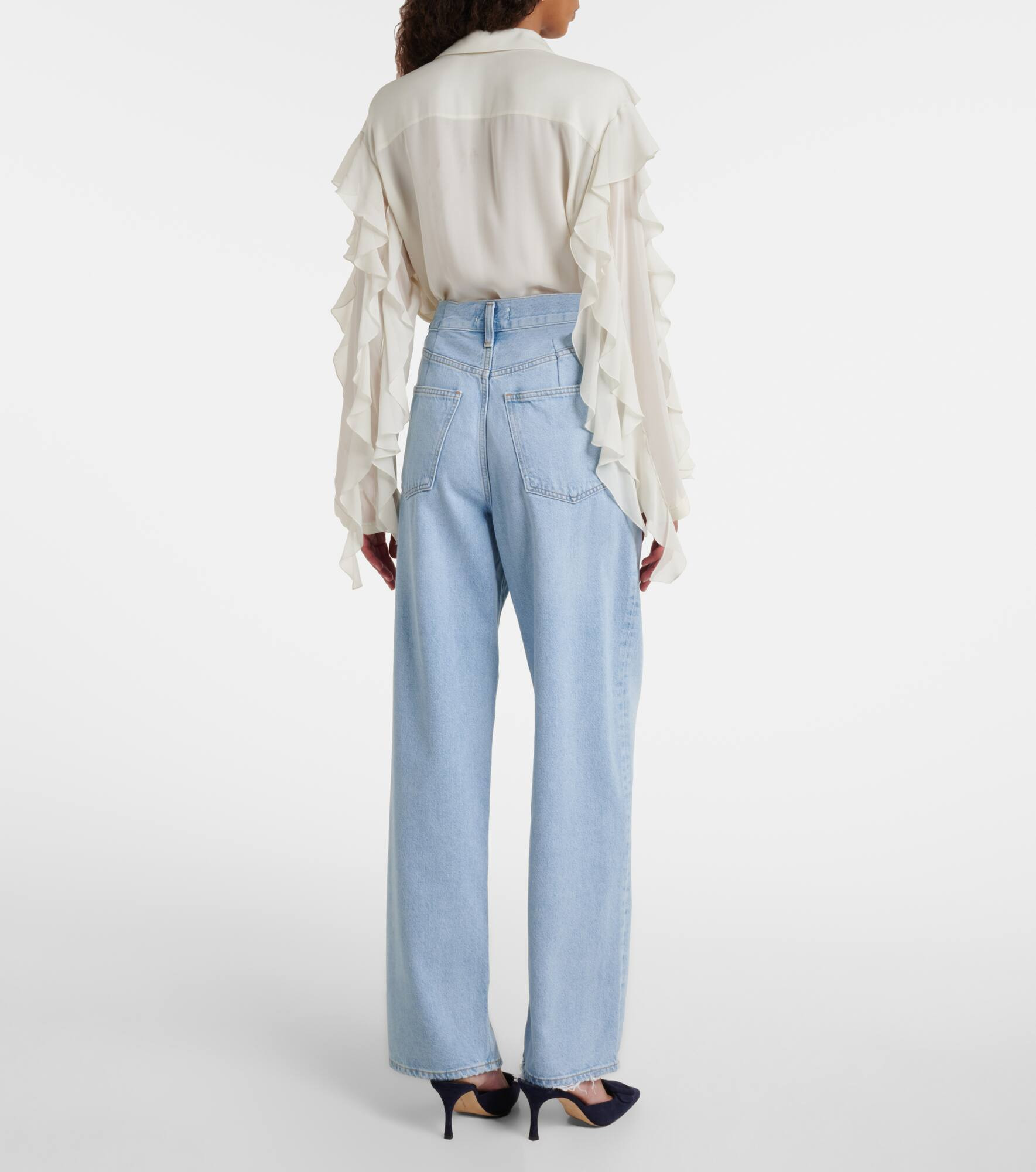 Franka pleated mid-rise wide-leg jeans - 3