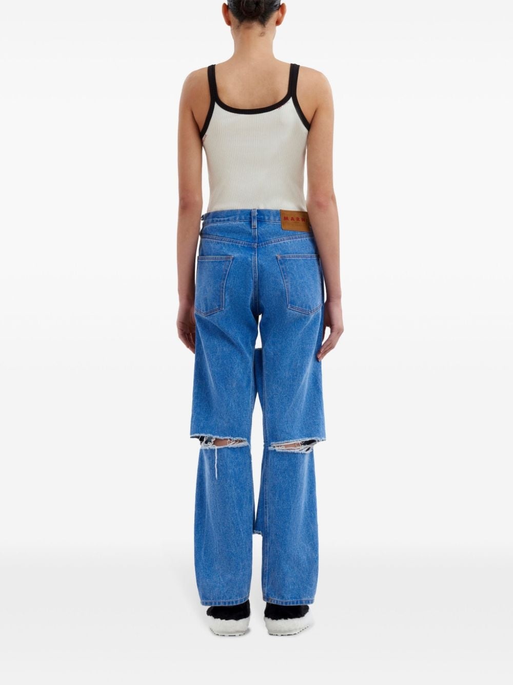cur-out cotton jeans - 4