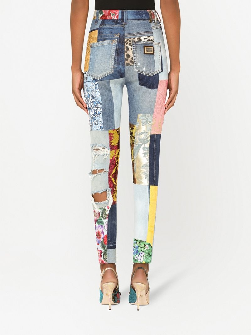 patchwork skinny jeans - 4