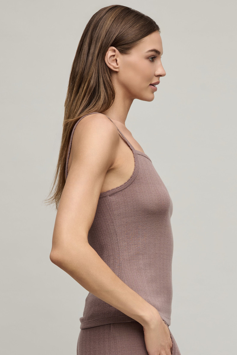 Barefoot Dreams Pointelle Rib Tank with Scallop Trim outlook