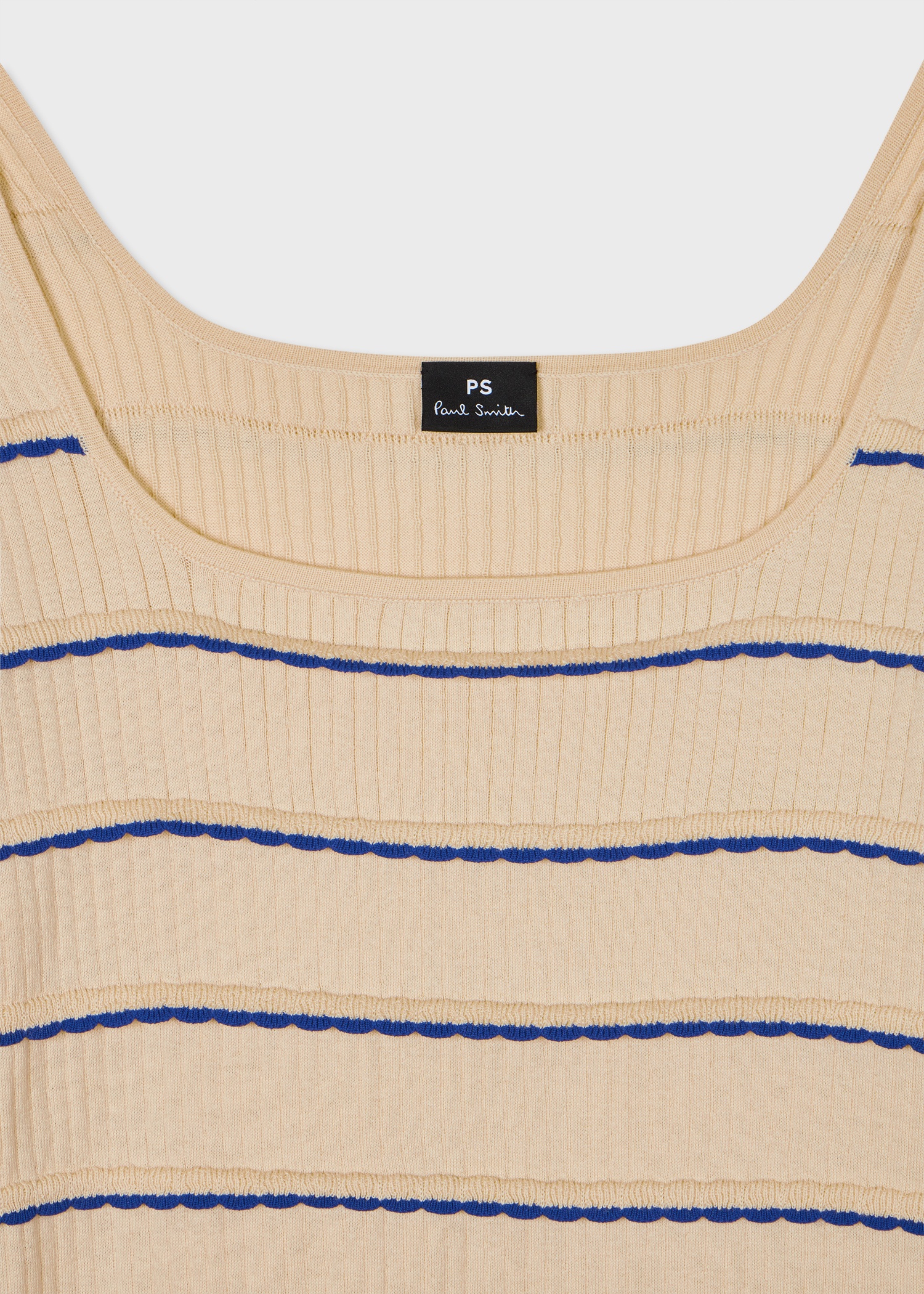 Women's Ivory Scallop Trim Ribbed Top - 2