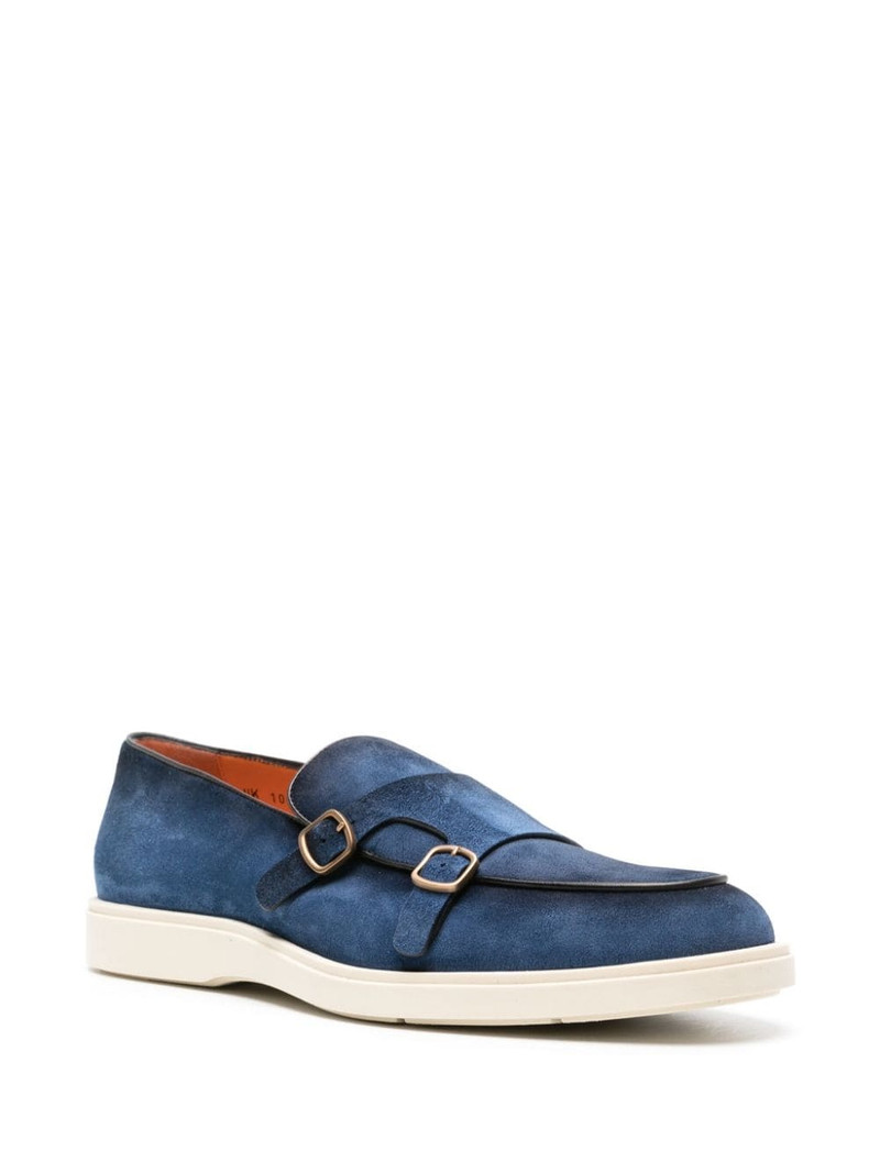 Santoni almond-toe suede monk shoes outlook