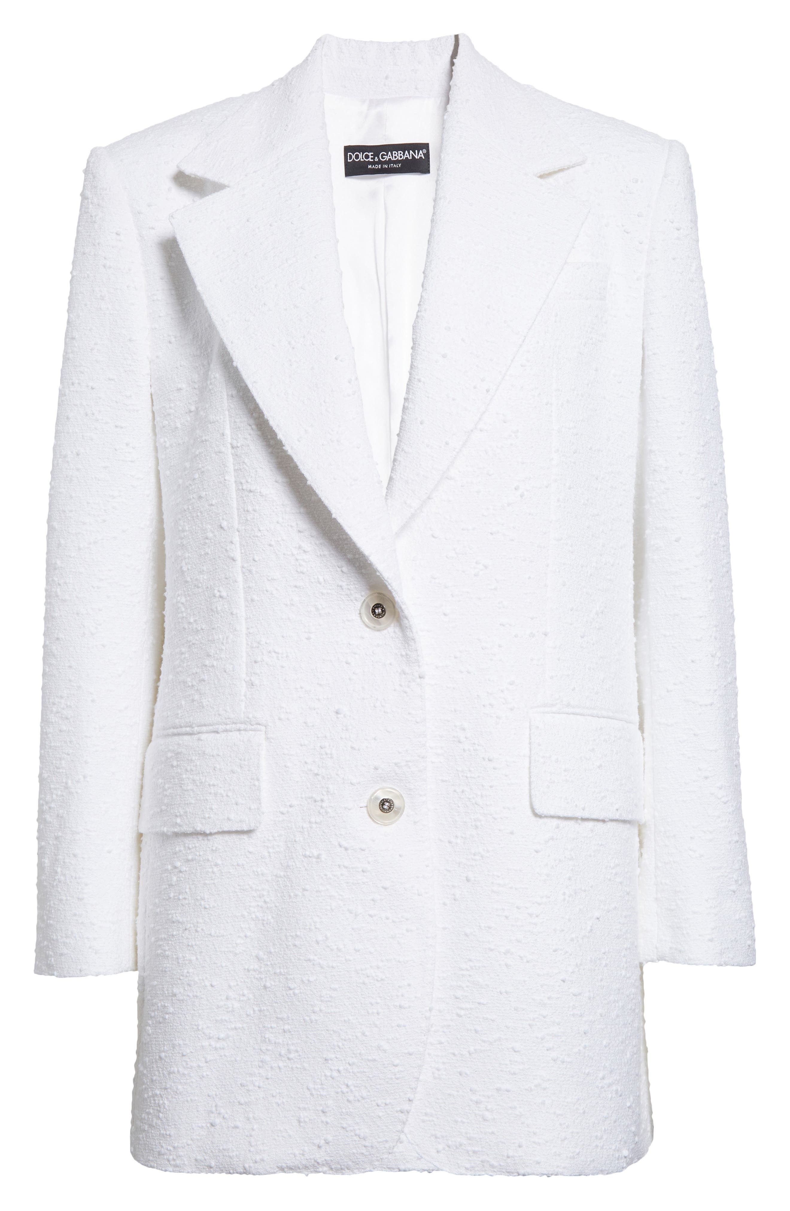 Dolce&Gabbana Single Breasted Raschel Tweed Blazer in Bianco Ottico at Nordstrom - 7