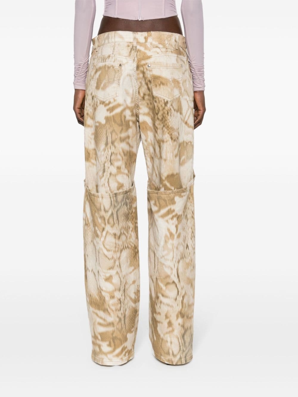 python-print wide-leg jeans - 4