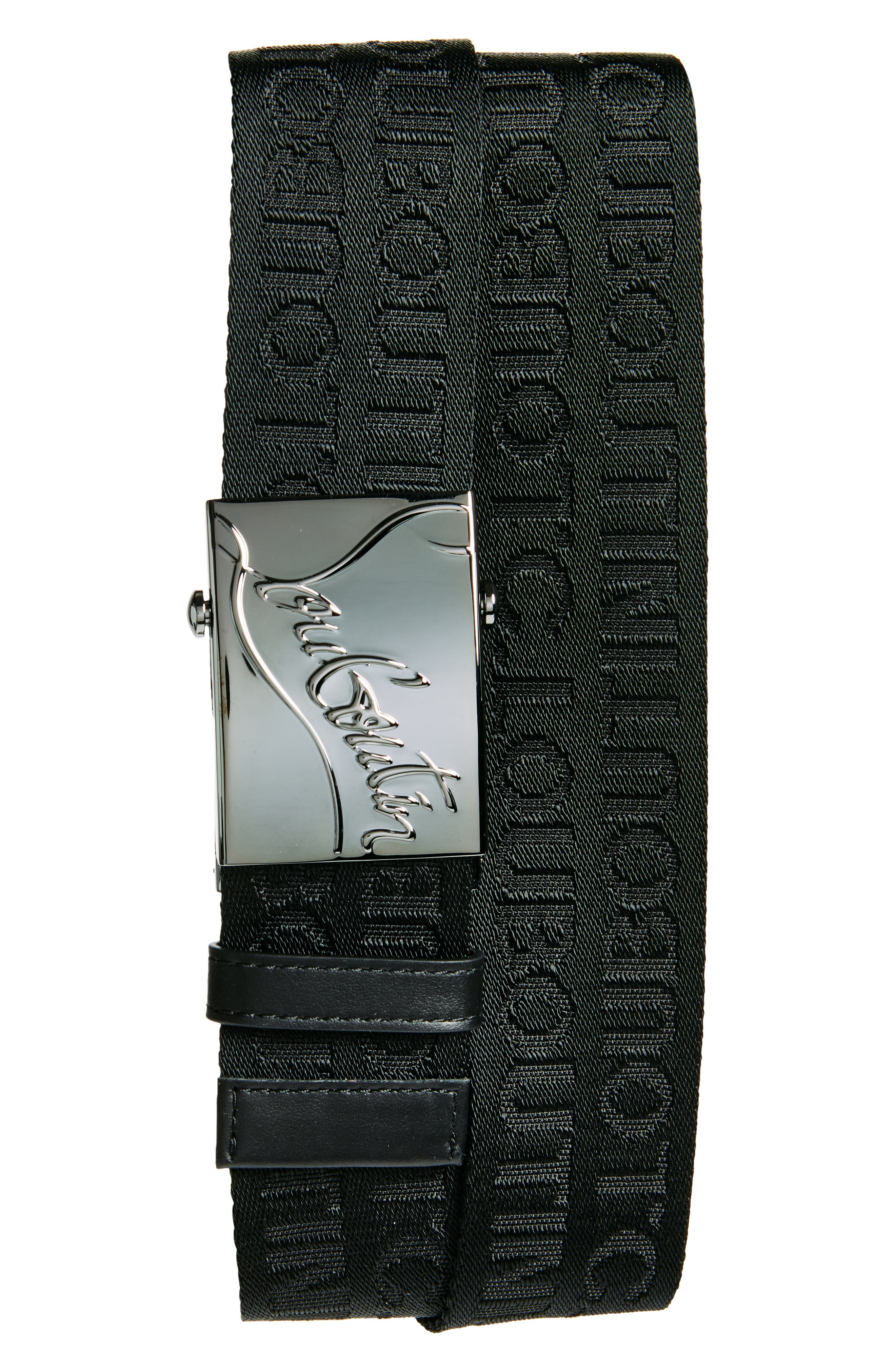 Christian Louboutin Ruisbuddy Belt in Black/Gun Metal at Nordstrom - 1