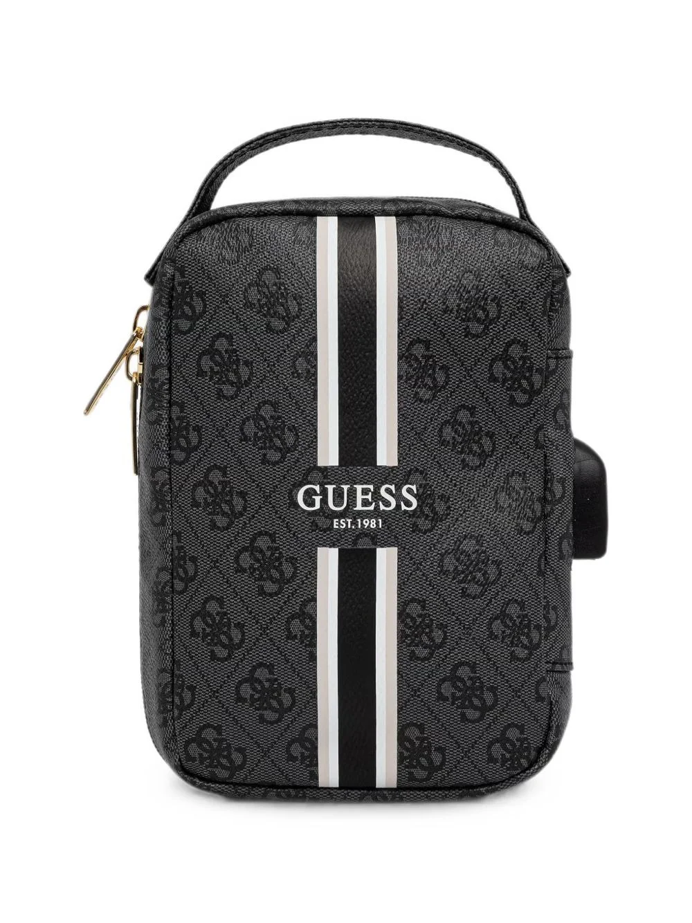 monogram-print striped tech bag - 1