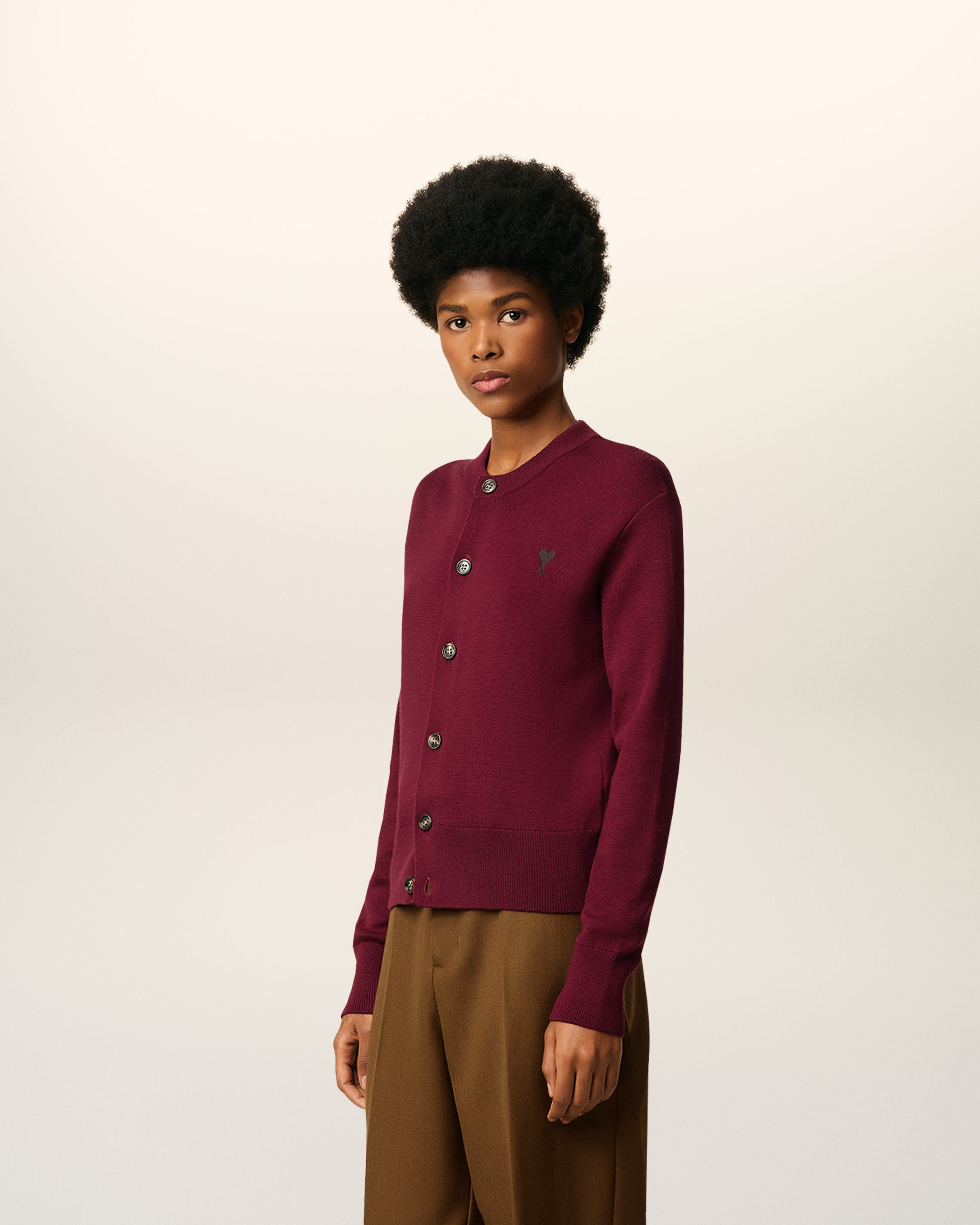 BURGUNDY WOOL AMI DE COEUR CARDIGAN - 6