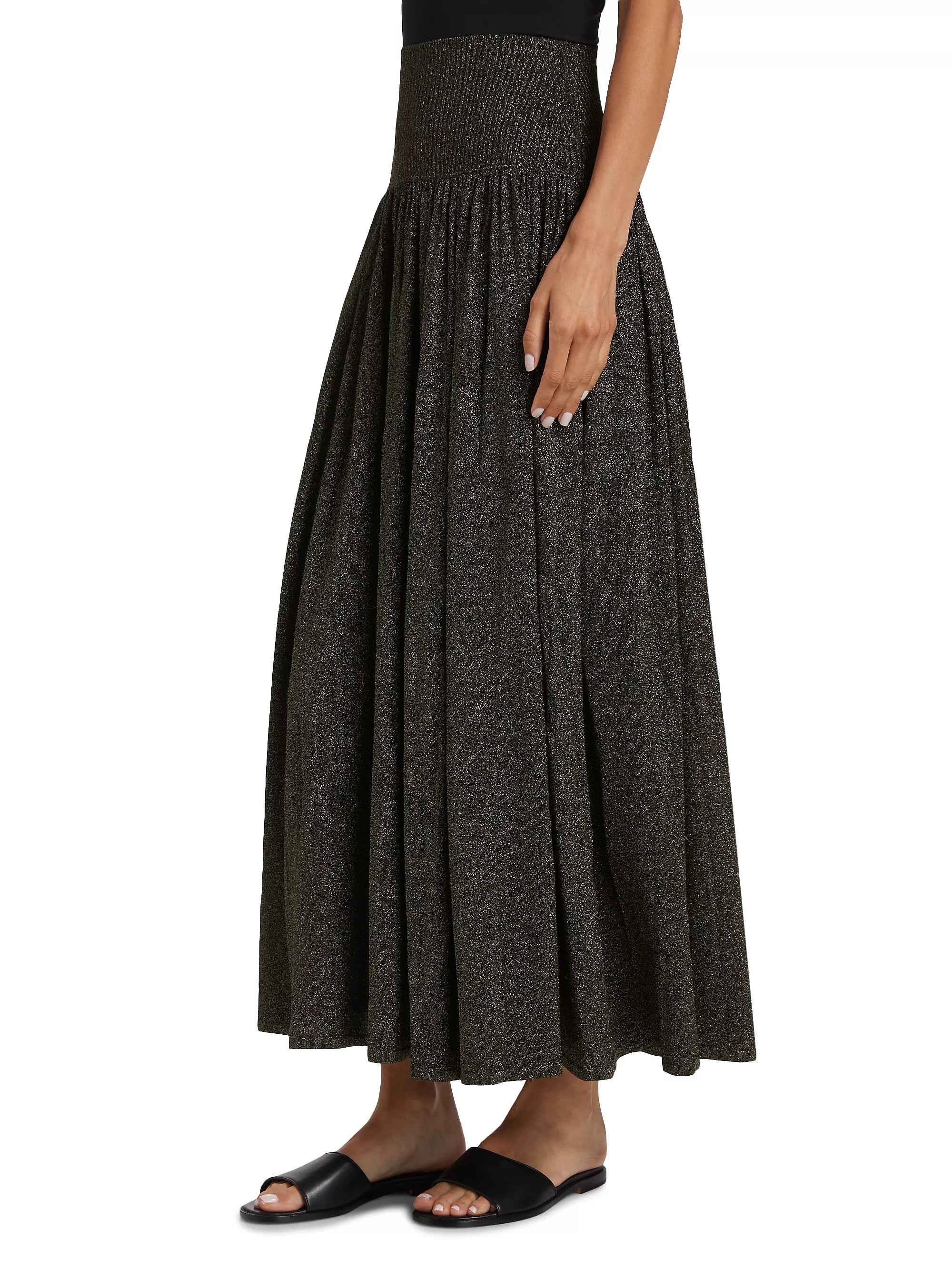Crush Metallic Flare Skirt - 4