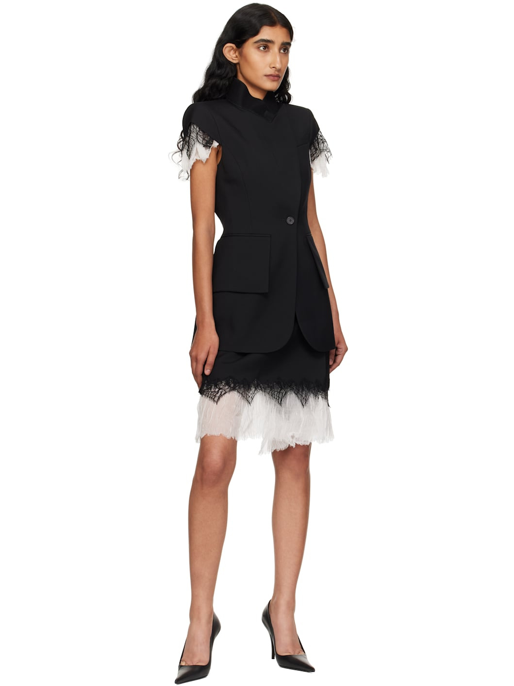 Black Cobweb Lace Miniskirt - 4