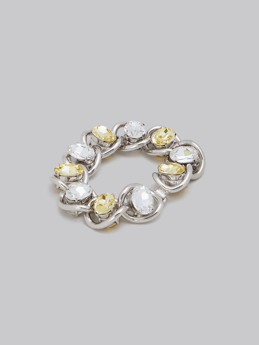 CLEAR AND YELLOW RHINESTONE CHUNKY CHAIN BRACELET - 3