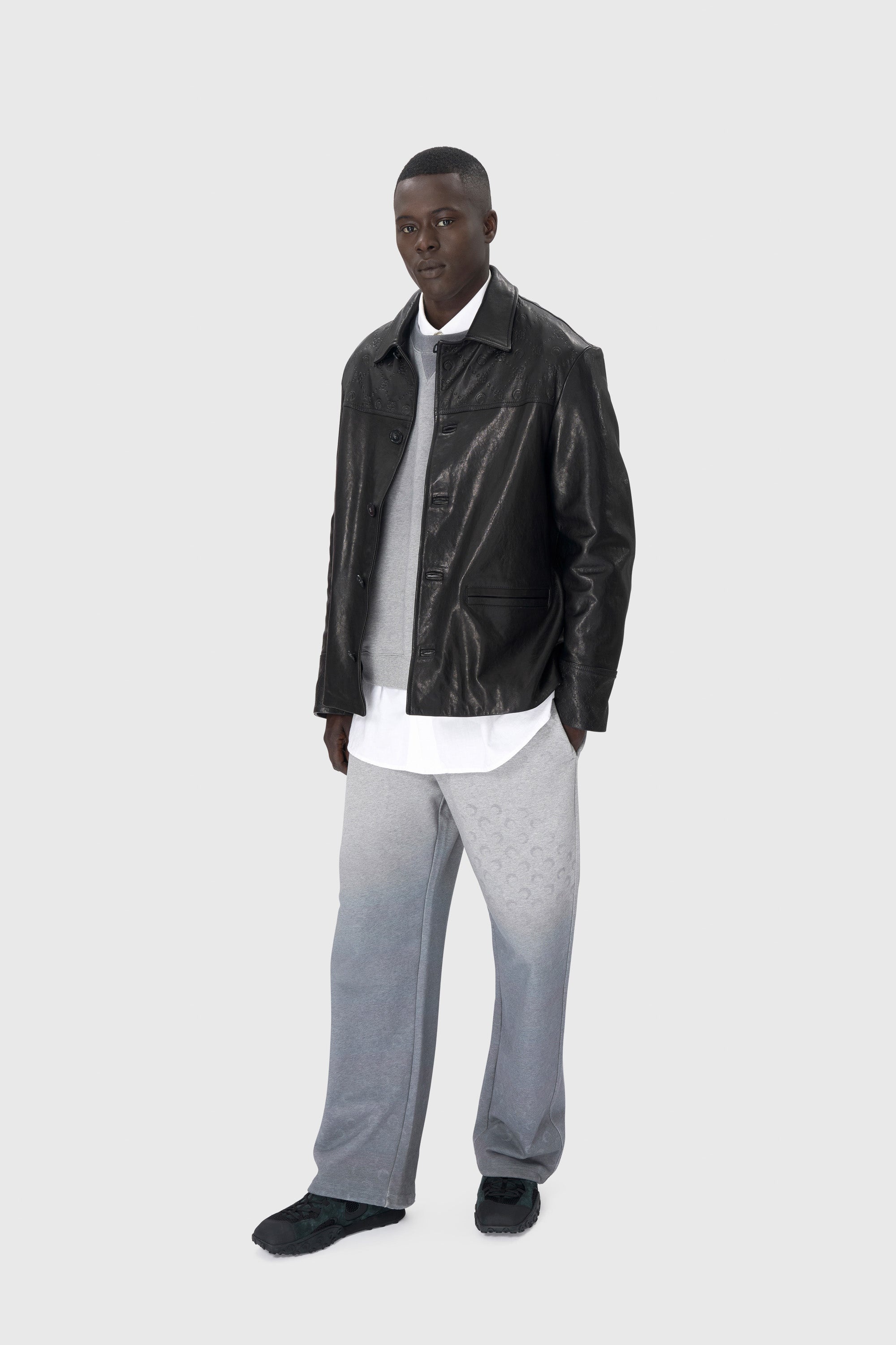 Moonogram Embossed Leather Boxy Jacket - 5