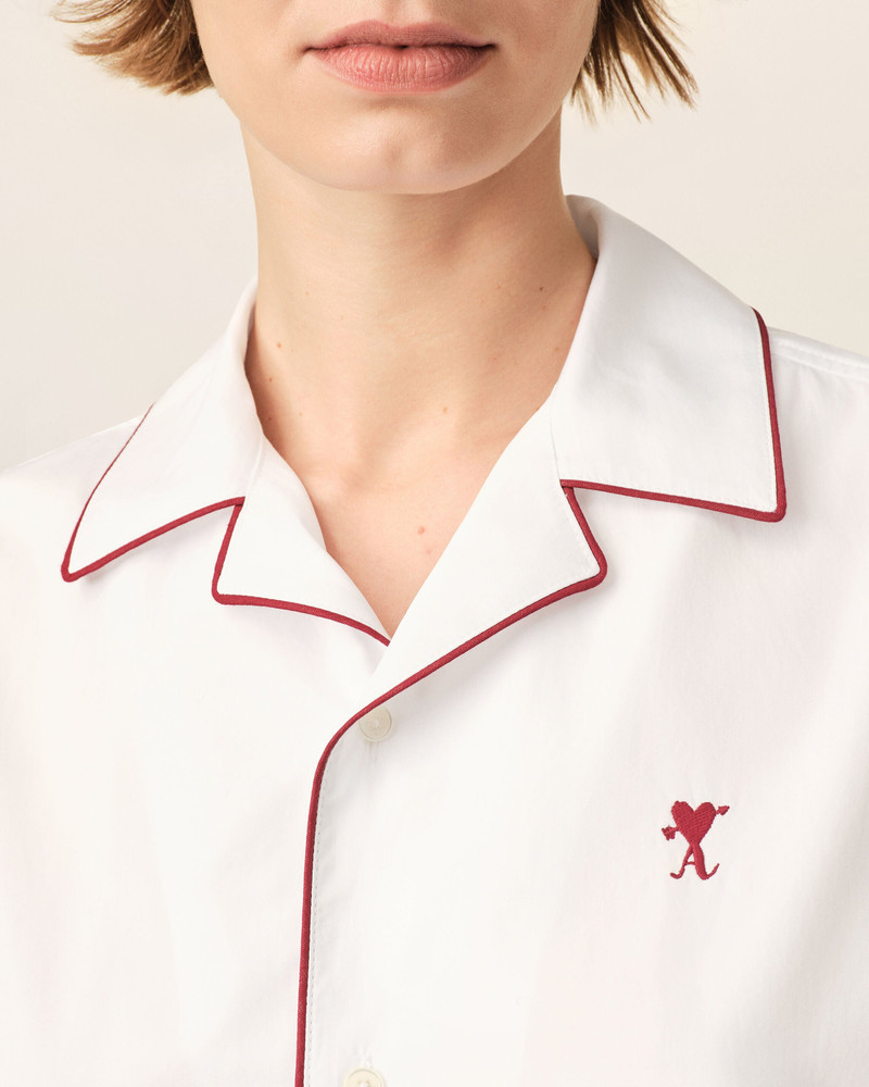 WHITE COTTON SHORT-SLEEVE SHIRT WITH AMI DE COEUR ARROW 4