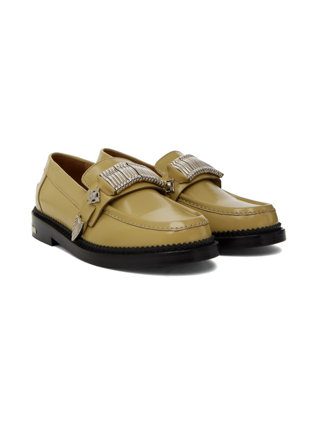 Beige Hardware Loafers - 4