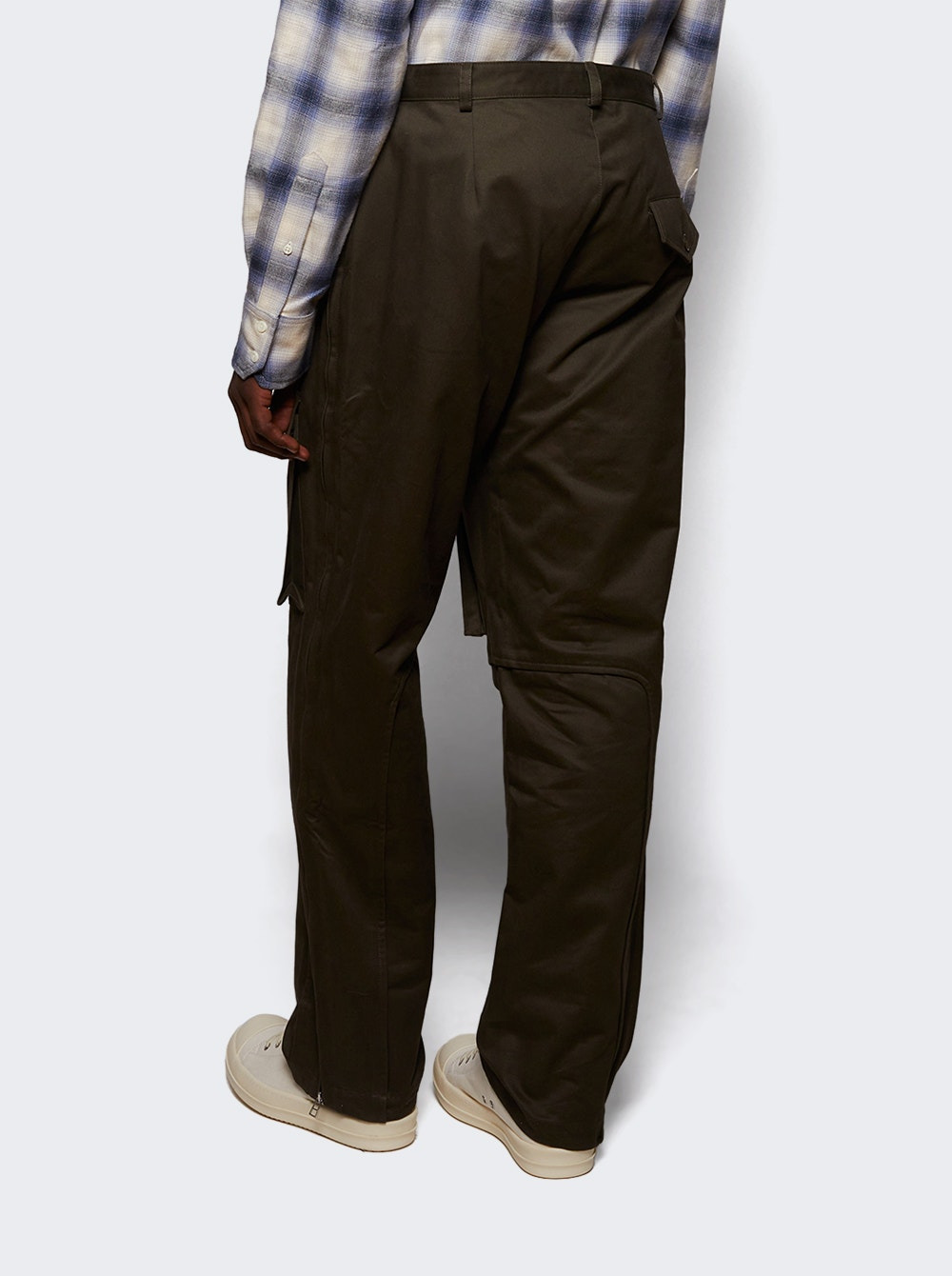 Zipped-side Cargo Pants Khaki Green - 4