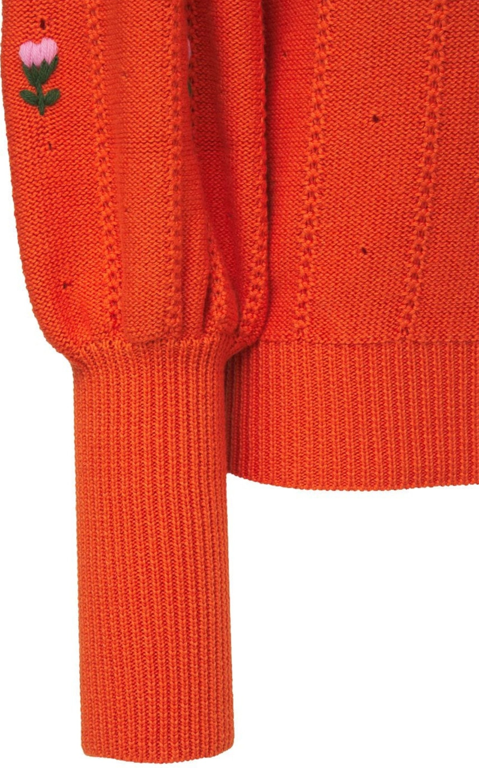 Floral Embroidered Wool Blend Sweater - 5