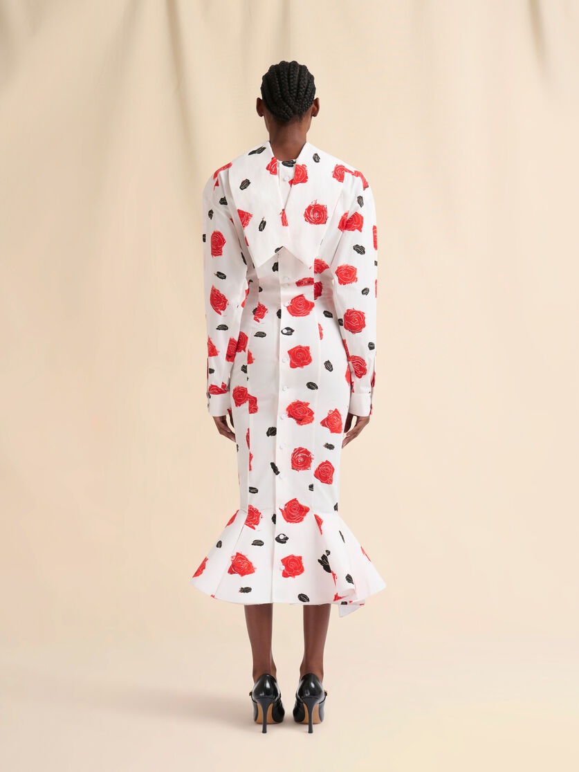 WHITE POPLIN MERMAID SHIRT DRESS WITH IRIS PRINT - 3