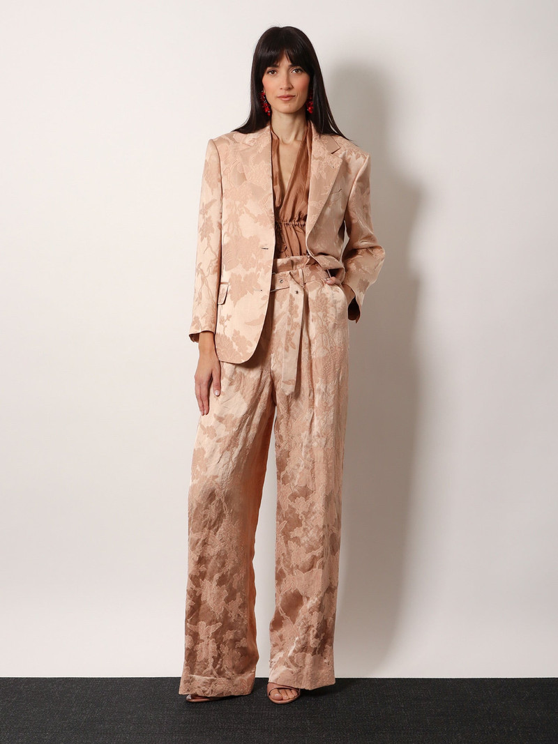 Dries Van Noten Jacquard Linen Blend Blazer With Floral Motif outlook