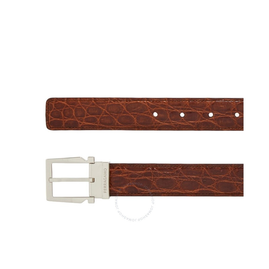 Ferragamo Adjustable Crocodile Leather Gancini Belt - 3