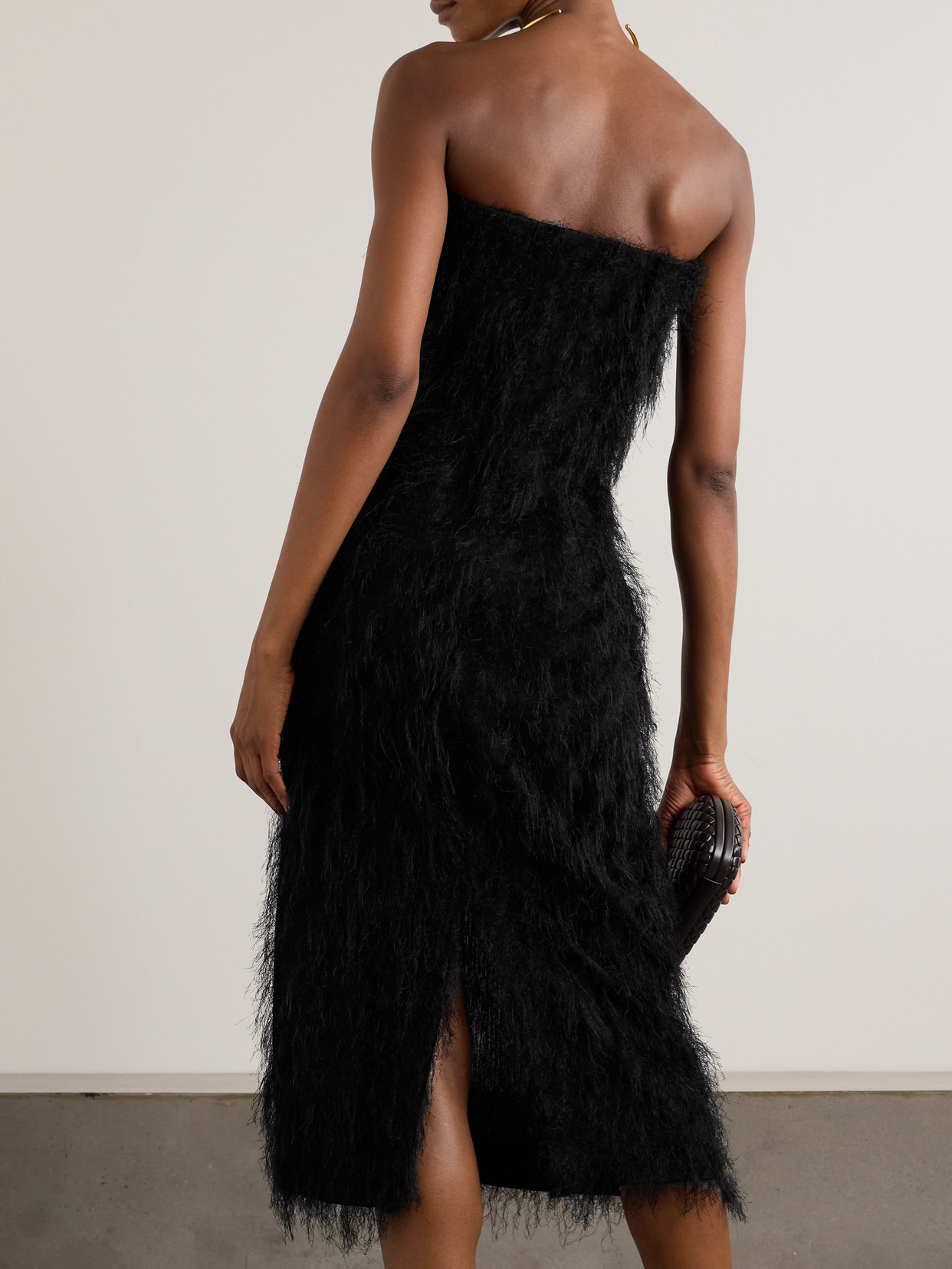 Fringed Strapless Voile Midi Dress - 3