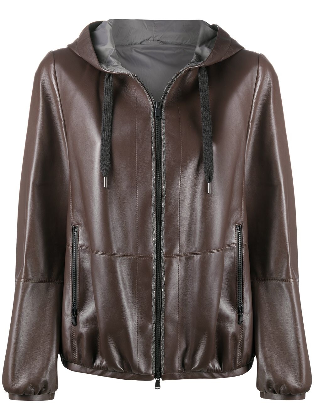 leather hoodie jacket - 1