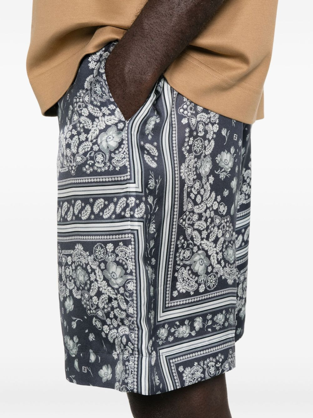 bandana-print silk shorts - 5