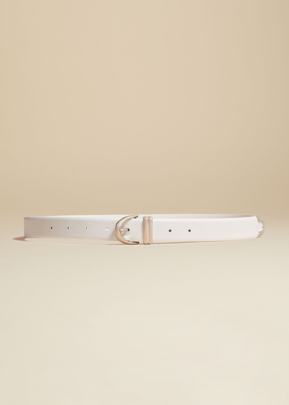 The Bambi Belt in Optic White Leather with Silver - 1