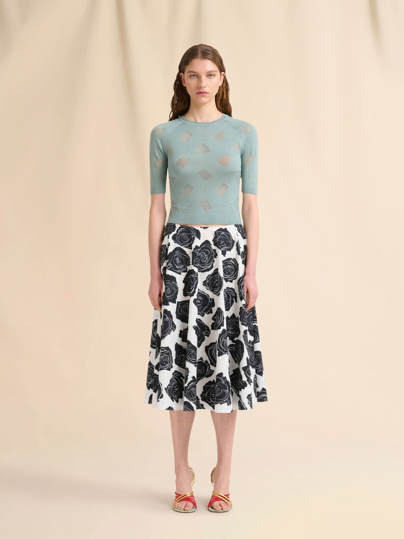 Marni WHITE POPLIN MIDI SKIRT WITH LUNA PRINT outlook