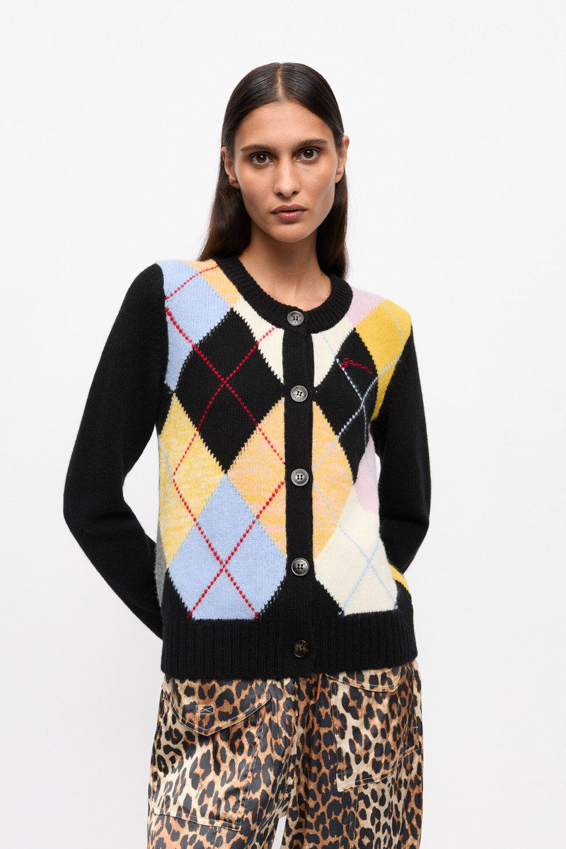 GANNI MULTICOLOR HARLEQUIN CARDIGAN outlook