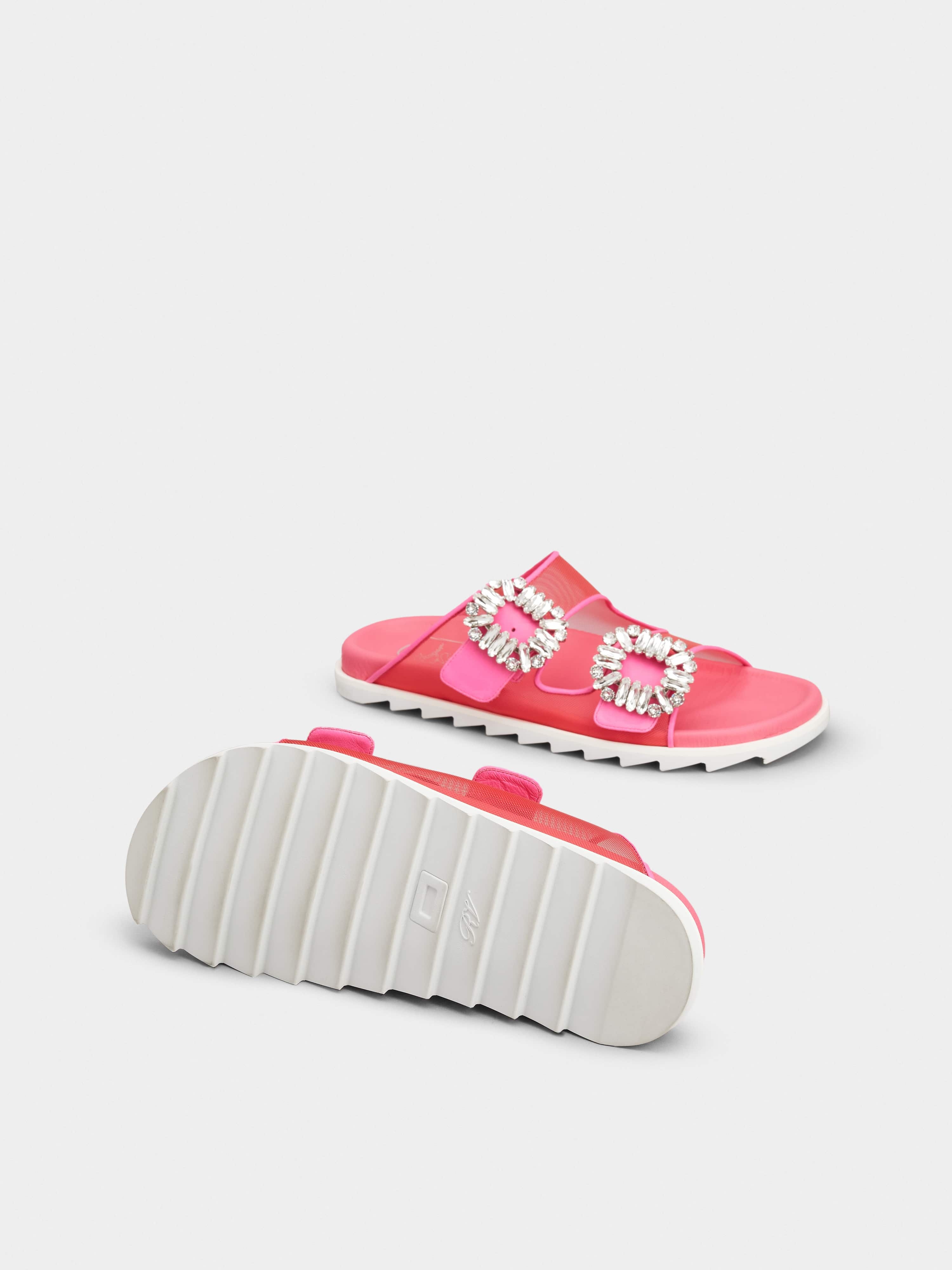 Slidy Viv' Strass Buckle Mules in Fabric - 5