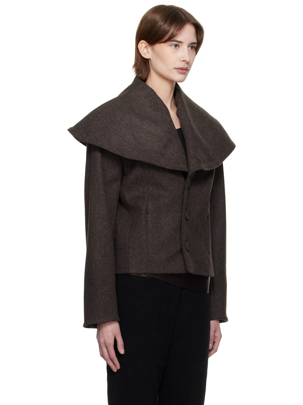 Brown Shoulder Lapel Jacket - 2