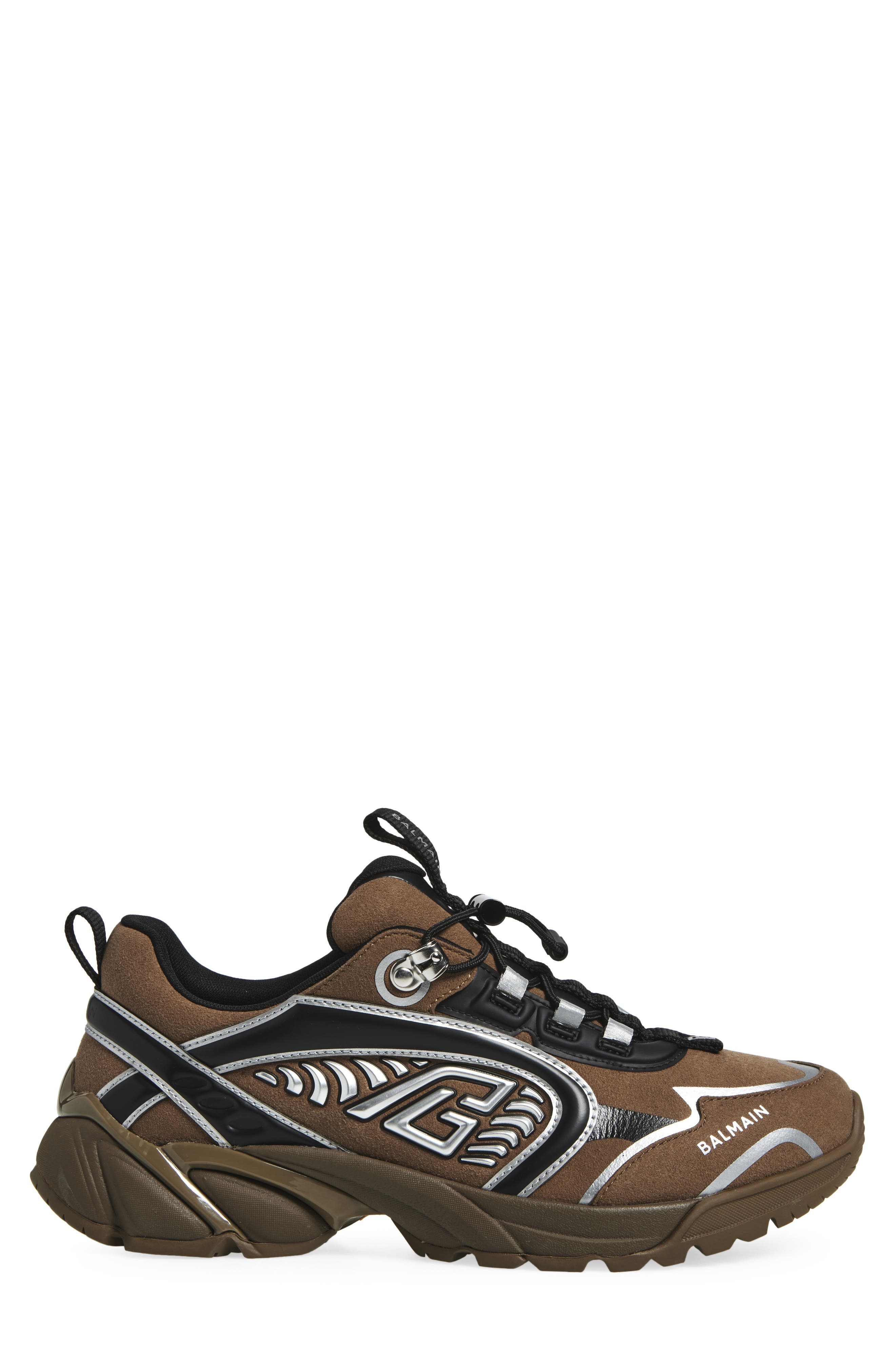 Balmain Cosmic Dust Low Top Sneaker in Argent/Kaki at Nordstrom - 3