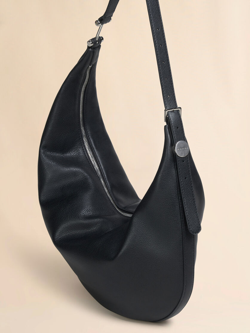 BLACK LEATHER DOT SMALL HOBO BAG - 5
