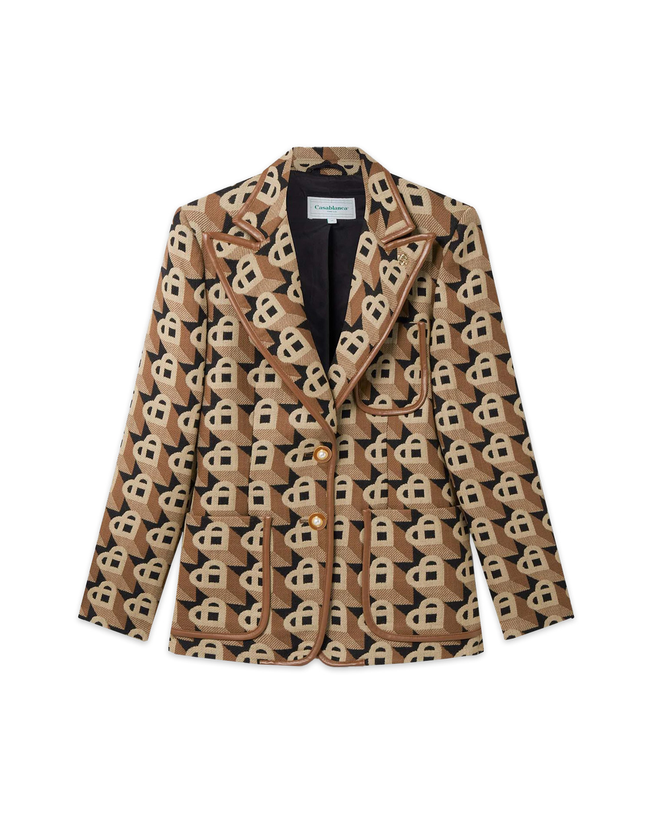 Heart Jacquard Single Breasted Jacket - 1