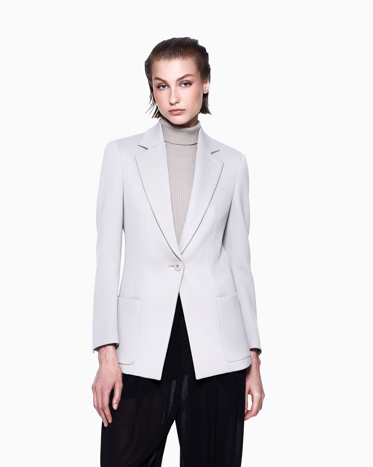 SINGLE-BREASTED JACKET IN STRETCH DOUBLE-FACED WOOL - 4